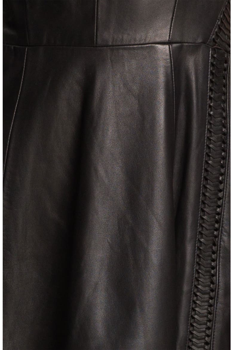 'Renard' Full Skirt Leather Dress, Alternate, color, BLACK