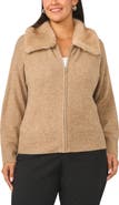 Vince Camuto Faux Fur Collar Zip Cardigan