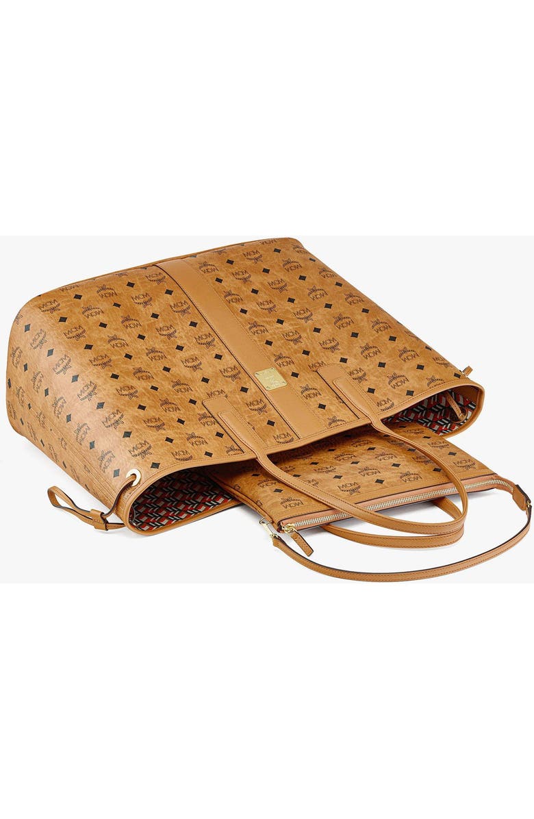 MCM Large Reversible Liz Shopper in Visetos, Alternate, color, Cognac