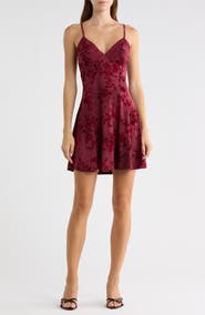 Madden Girl Lace Burnout Velvet Fit & Flare Minidress