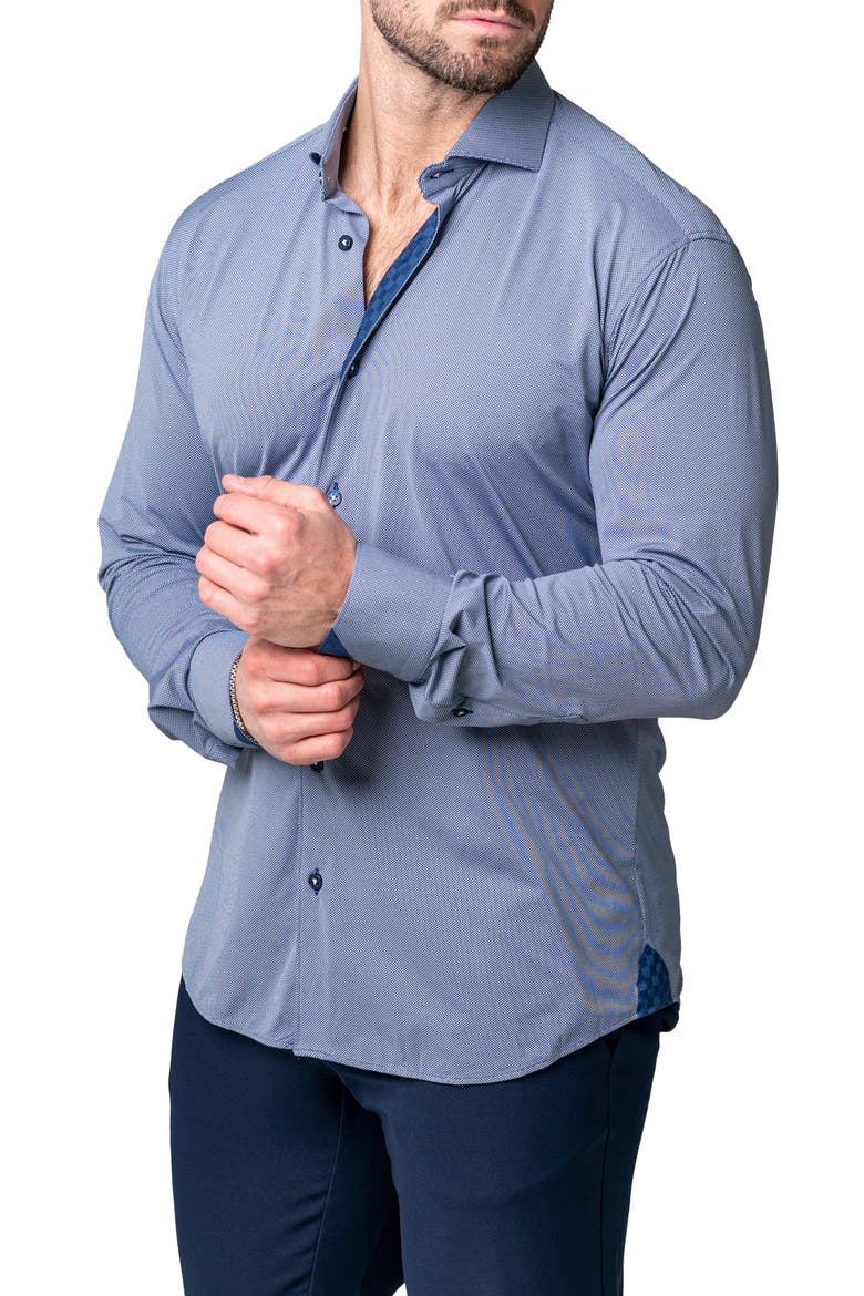 Einstein Yoli Blue Stretch Button-Up Shirt, Alternate, color, BLUE