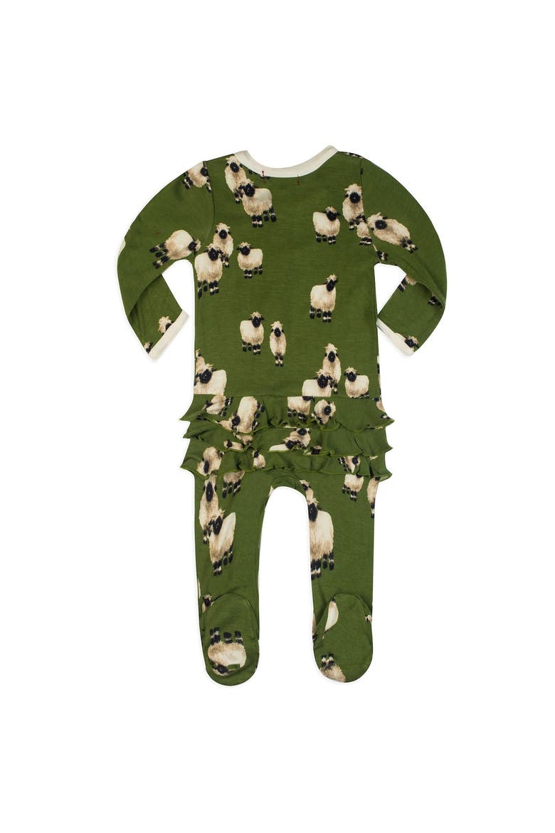 Ruffle Zipper Footed Romper, Alternate, color, Valais Sheep