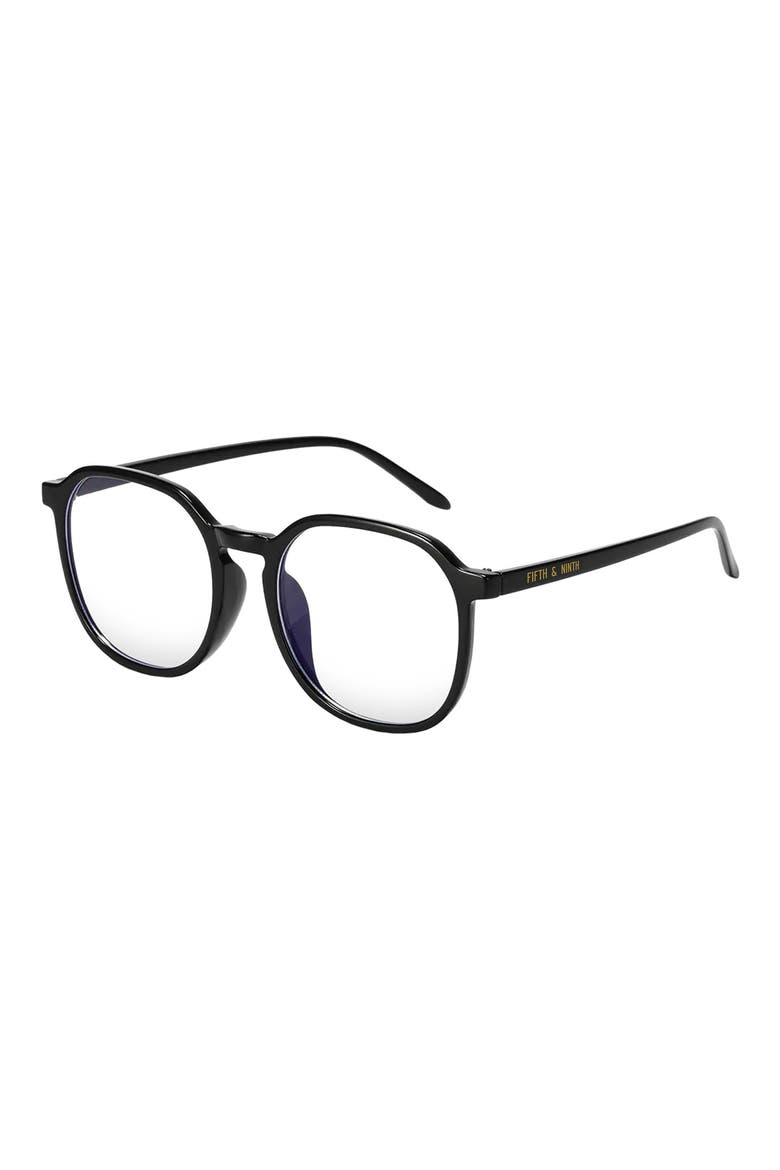 55mm Ruby Round Blue Light Blocking Glasses, Alternate, color, BLACK/ CLEAR