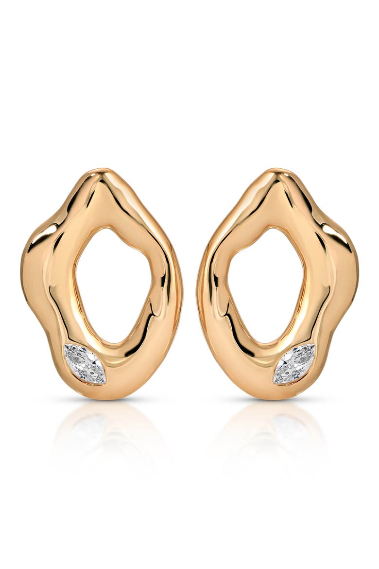 Liquid Metal Drop Earrings, Alternate, color, GOLD