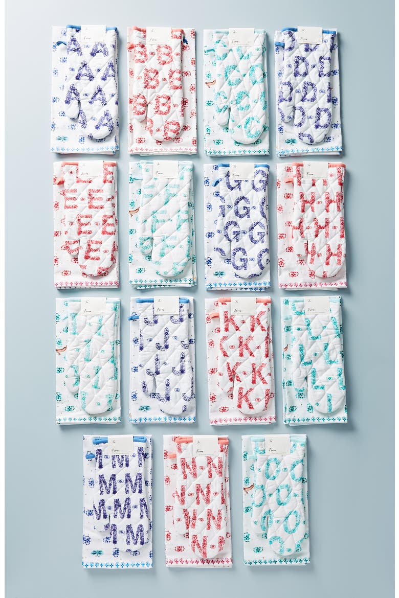 Anthropologie Et Vous Monogram Dishtowel & Oven Mitt, Main, color, D