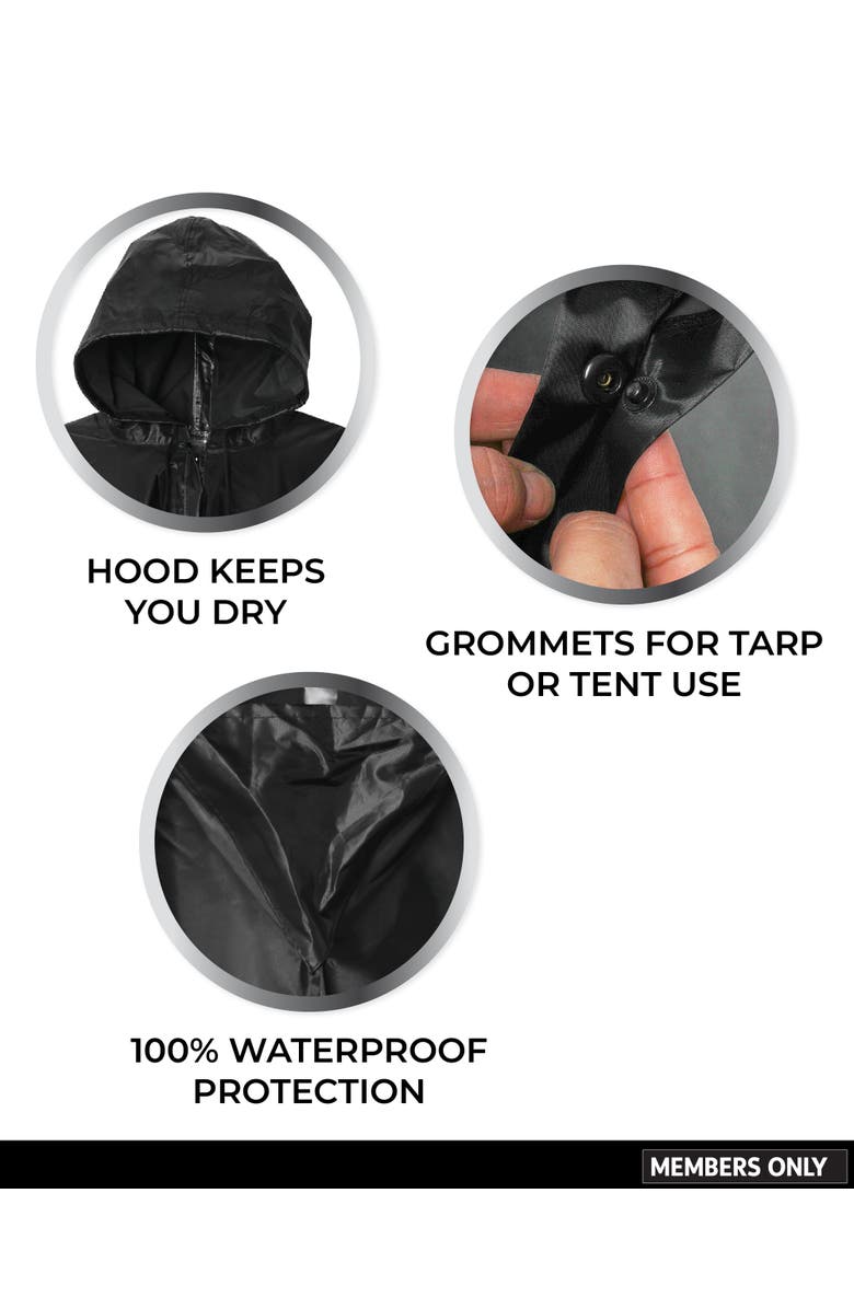 Members Only Waterproof Rain Travel Gear, Lightweight & Packable, Alternate, color, Black