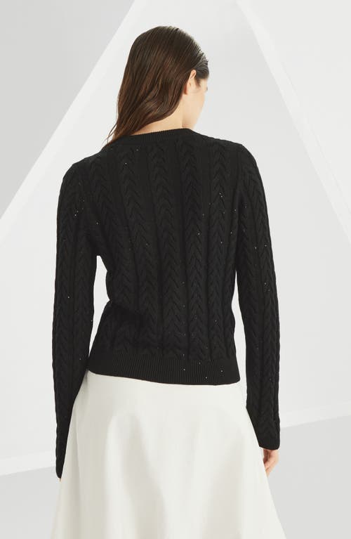 Brunello Cucinelli Cable-knit Dazzling Cardigan In Black