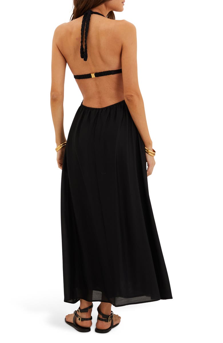 ViX Paula Hermanny Ivy Open Back Maxi Cover-Up Sundress, Alternate, color, Black