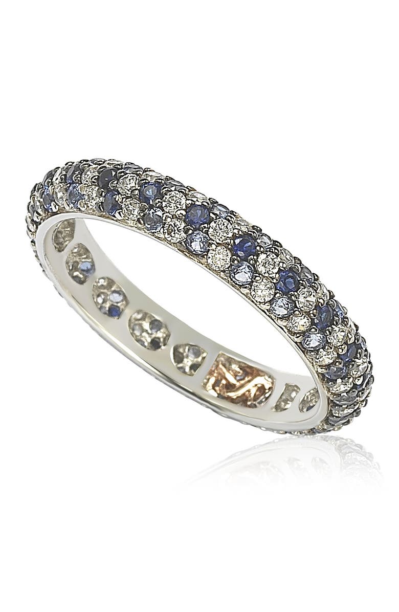 SUZY LEVIAN Sterling Silver Sapphire & Diamond Accent Pave Eternity Band, Alternate, color, 