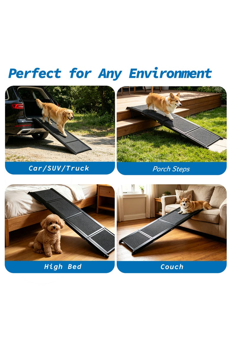 63 x 17 in Foldable Non-Slip Felt Dog Ramp, Alternate, color, Black