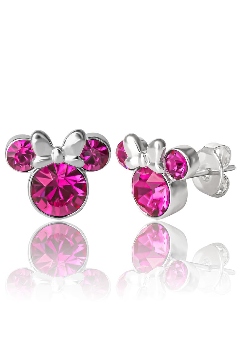 Birthstone Stud Earrings, Alternate, color, October - Fuchsia Crystal