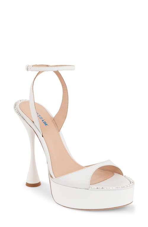 Betzábe Alessandra Crystal Ankle Strap Platform Sandal In White