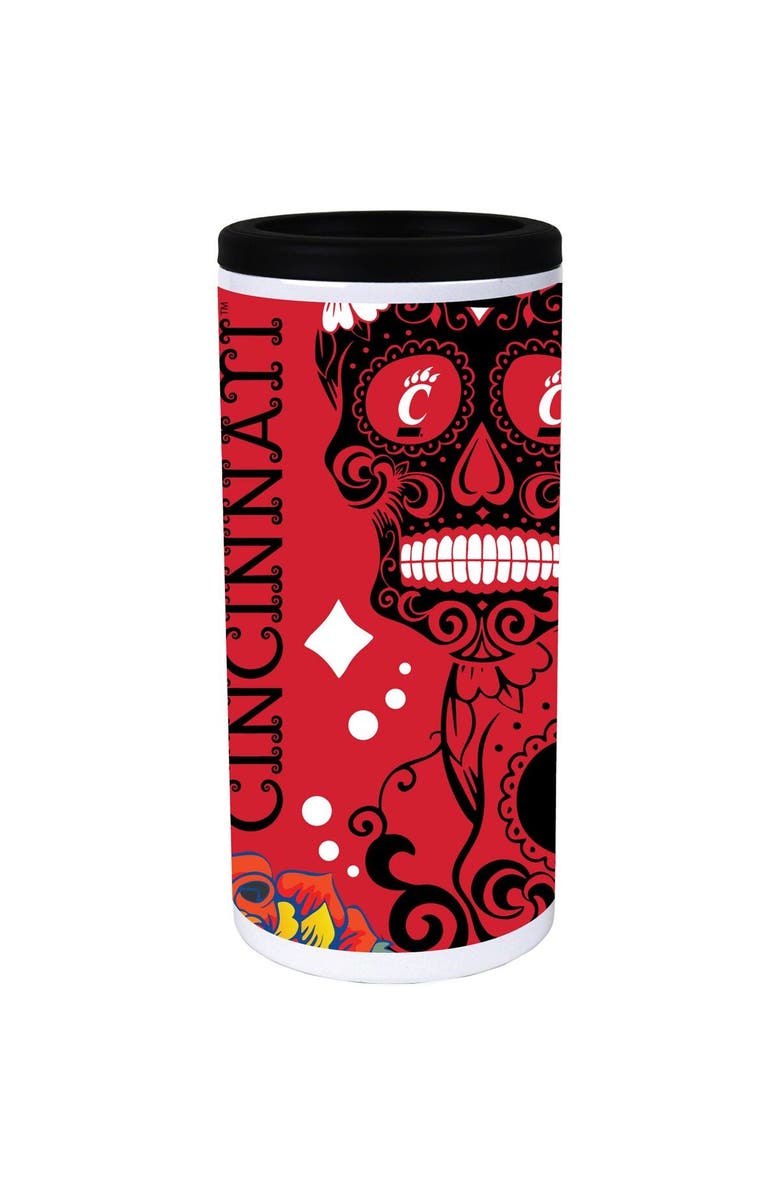 INDIGO FALLS Cincinnati Bearcats Dia Stainless Steel 12oz. Slim Can Cooler, Main, color, White
