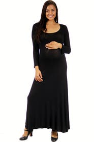 24seven Comfort Apparel Long Sleeve Maternity Maxi Dress