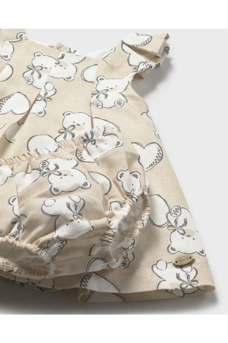 Teddy Bear Print Dress with Nappy Cover, Alternate, color, Beige