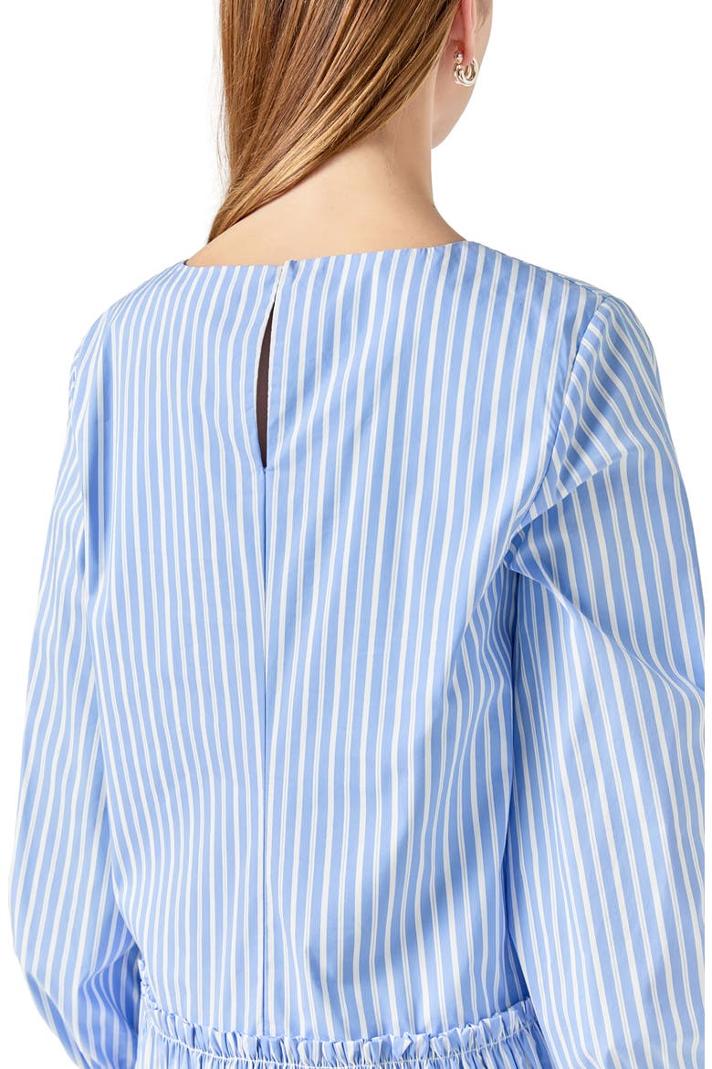 Stripe Long Sleeve Cotton Blend Minidress, Alternate, color, POWDER BLUE