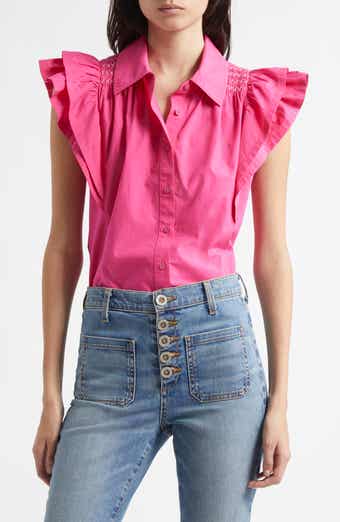 Ramy Brook Marceline Flutter Sleeve Cotton Shirt
