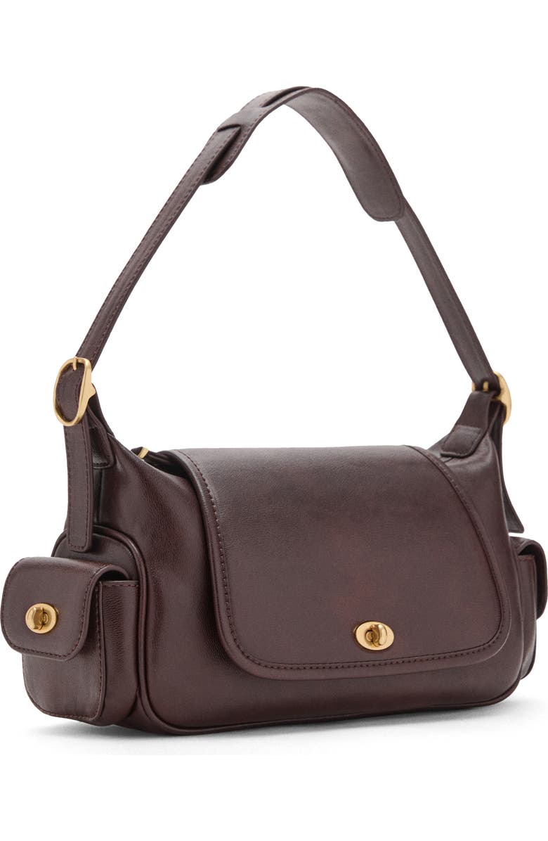 MANGO Faux Leather Shoulder Bag, Alternate, color, Chocolate
