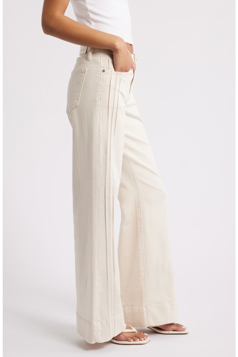Pintuck Mid Rise Flare Jeans, Alternate, color, ECRU