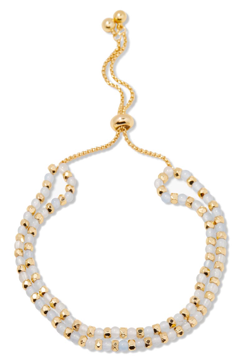 Evette Birthstone Beaded Slider Bracelet, Main, color, GOLD MARCH