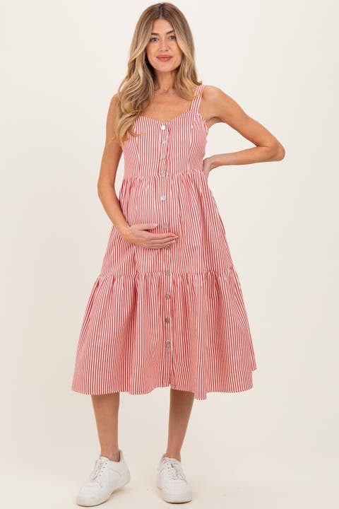 Striped Tiered Overall Dress