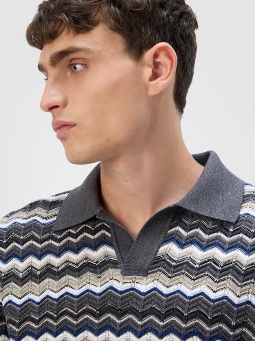 Missoni Long Sleeve Polo With V-neck And Zigzag Pattern In Multi