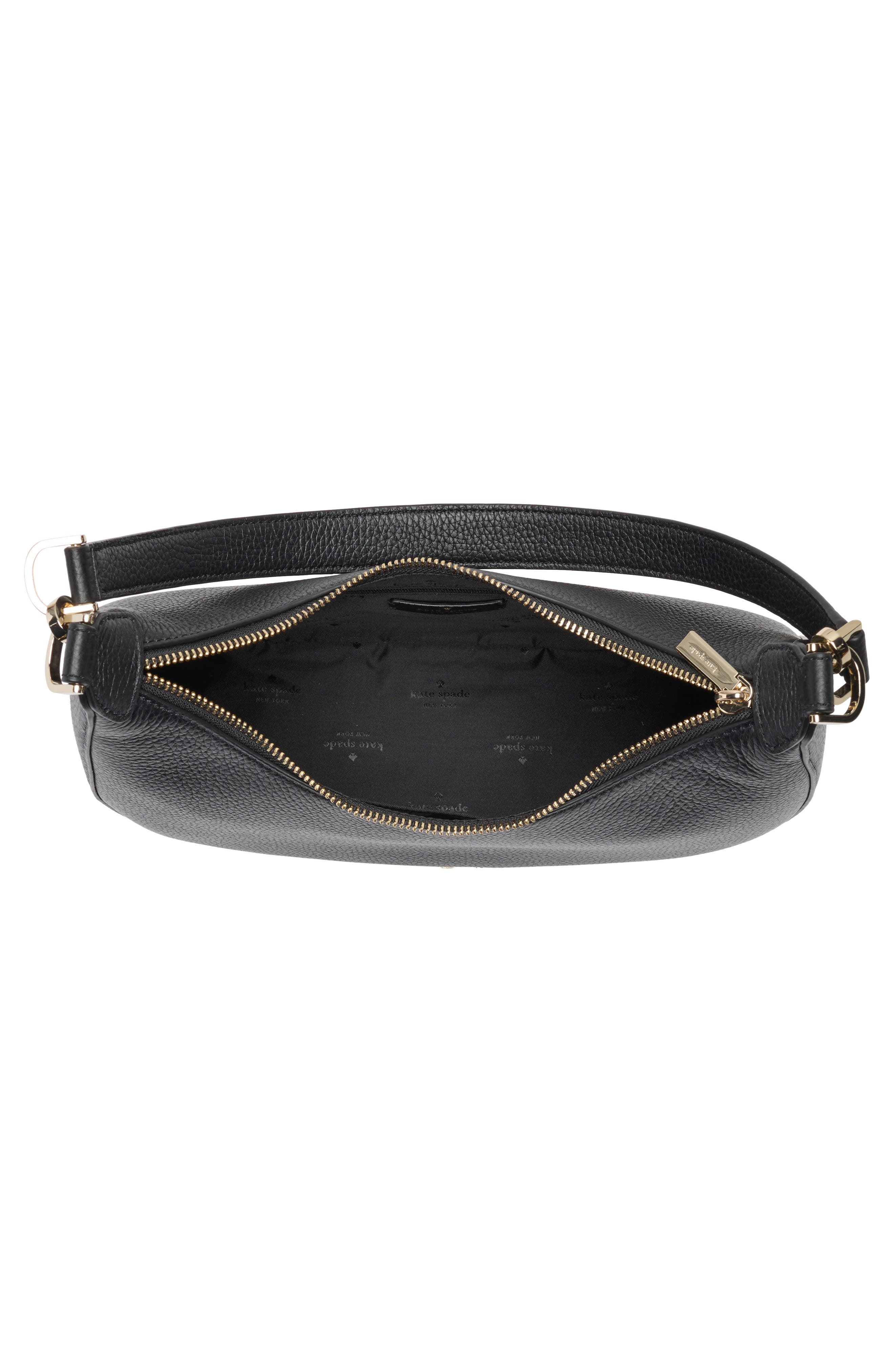 Kate Spade New York janie pebbled leather shoulder bag, Alternate, color, Black