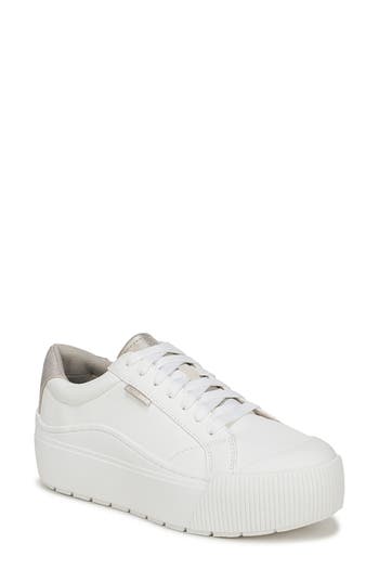 Dr. Scholl's Women's Time Off Max Platform Sneakers In White/gold