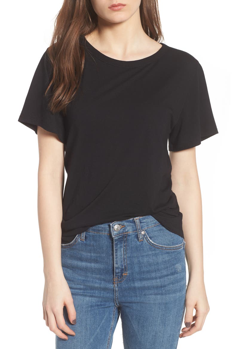 Twist Back Tee, Main, color, BLACK