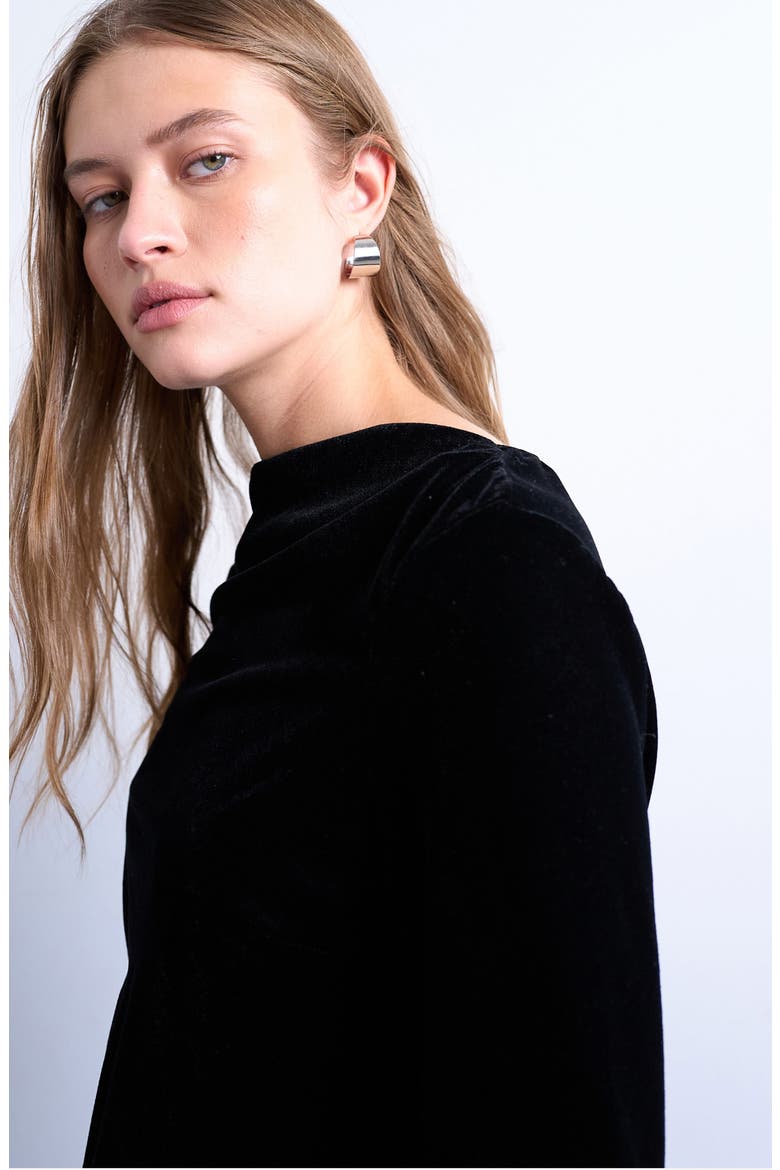 Cowl Neck Velvet Top, Alternate, color, BLACK