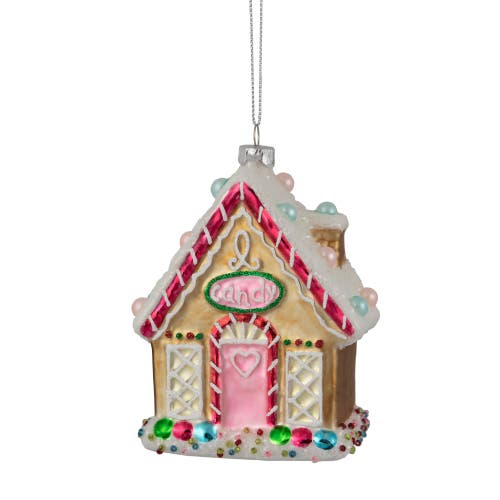Northlight 4.5" Glittered Gingerbread House Glass Christmas Ornament In Brown