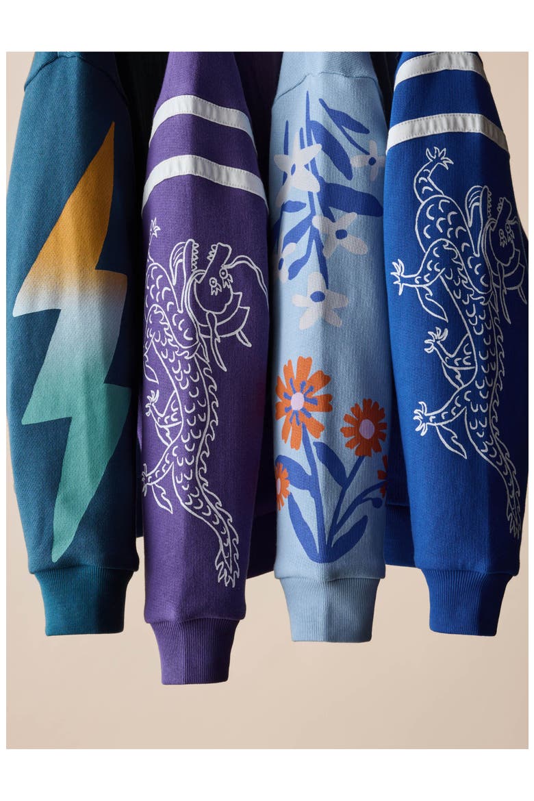 Sporty Dragon Sleeve Popover, Alternate, color, Galactic Blue