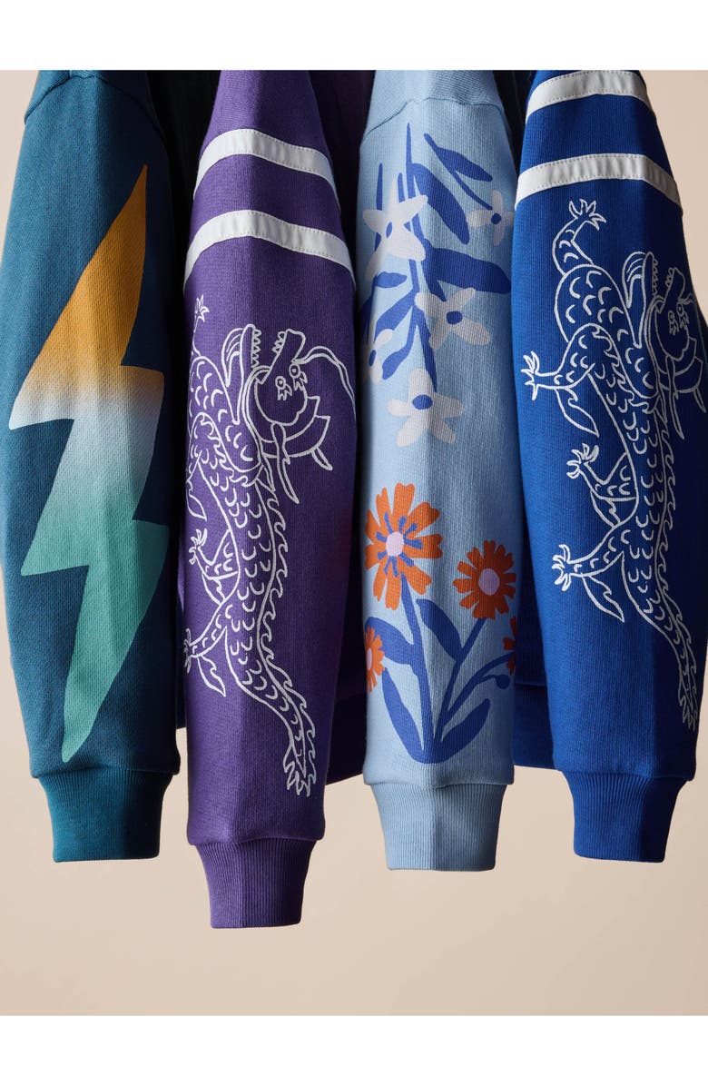 Tea Collection Sporty Dragon Sleeve Popover, Alternate, color, Galactic Blue