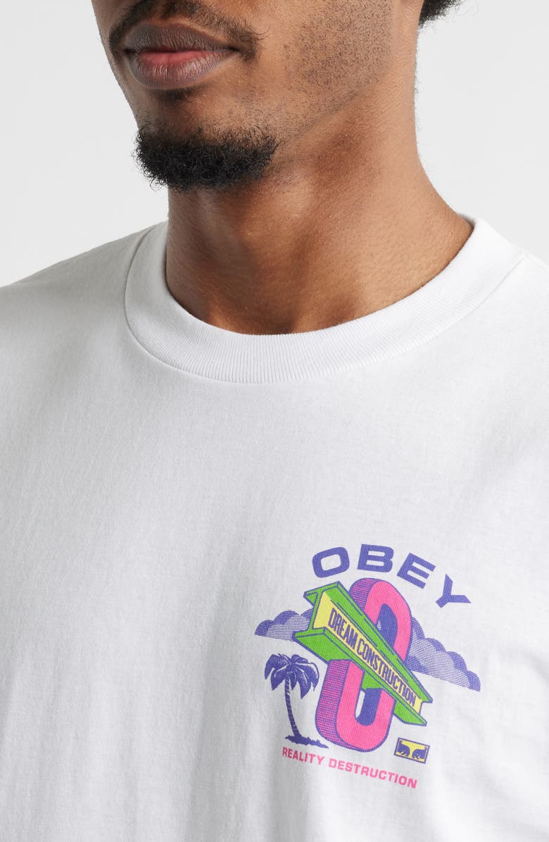 Obey Dream Construction Cotton Graphic T-Shirt, Alternate, color, White