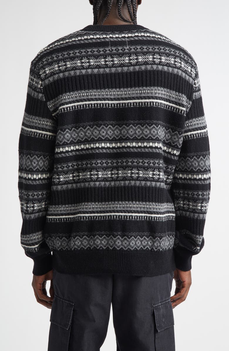 TAKAHIROMIYASHITA TheSoloist. Fair Isle Wool Creweck Sweater, Alternate, color, Black Mono