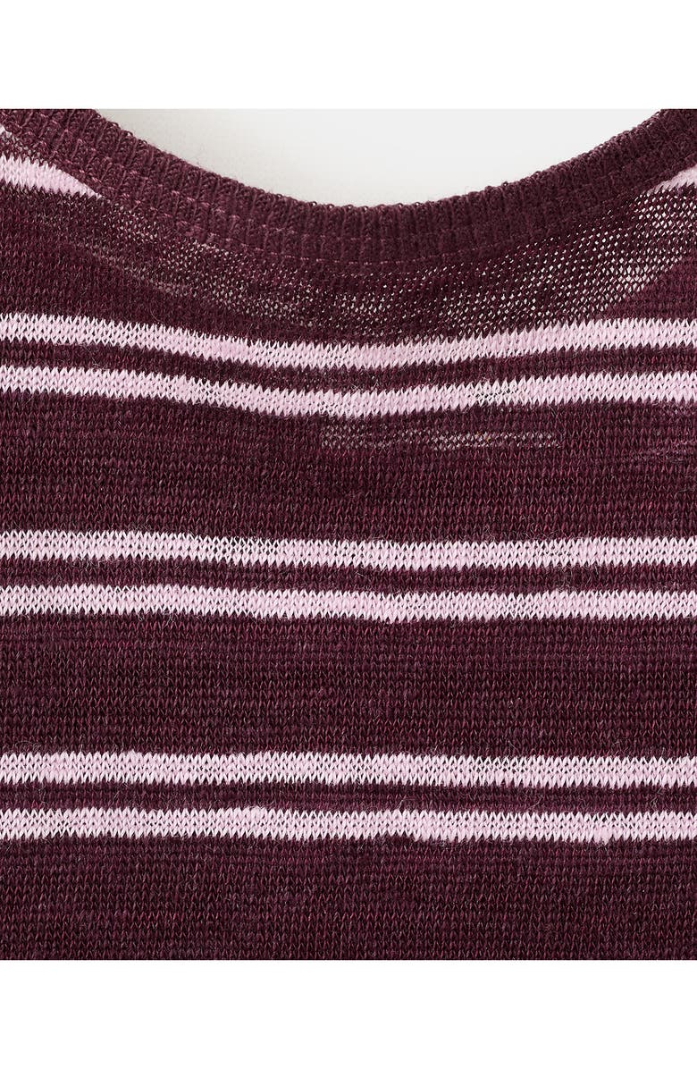 MANGO Stripe Linen Tank, Alternate, color, Maroon