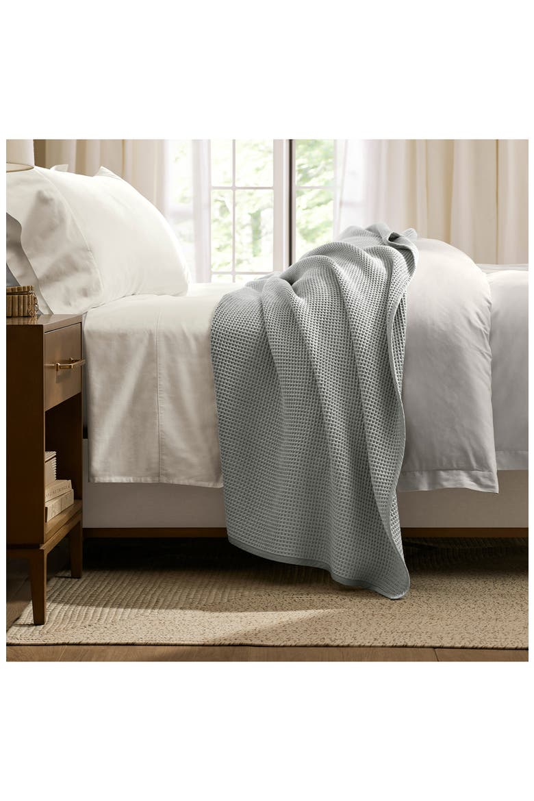 Waffle Organic Cotton Blanket, Alternate, color, SHORE