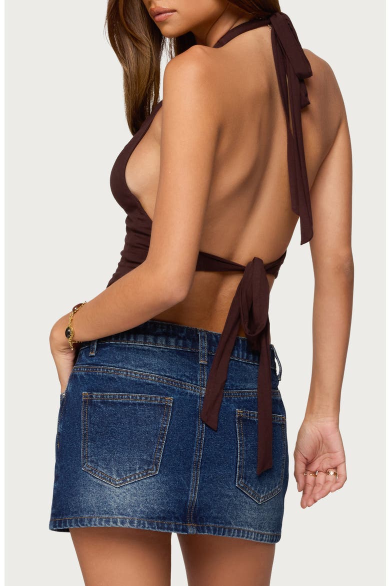 Cindy Halter Open Back Top, Alternate, color, BROWN