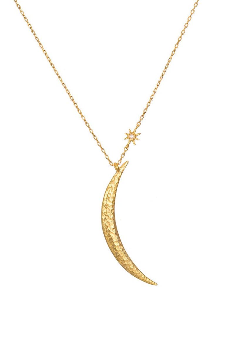 Satya Jewelry Illuminated Path Gold Moon Necklace, Main, color, Gold