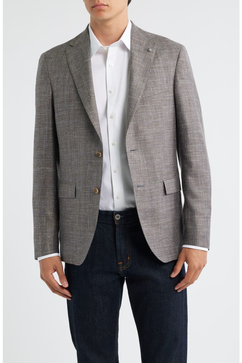 Midland Contemporary Fit Slub Wool & Silk Blend Mélange Sport Coat, Main, color, BROWN