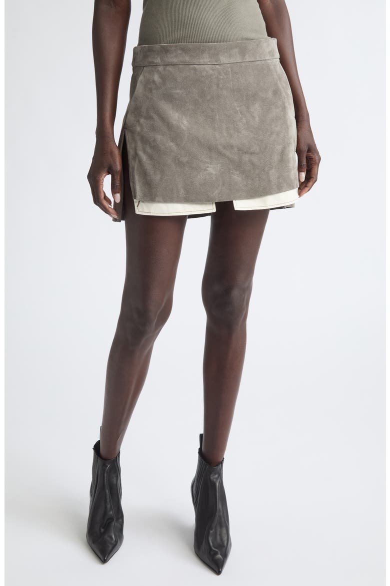 Fog Asymmetric Suede Miniskirt, Main, color, STEEL