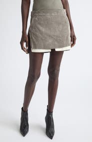 Rick Owens Fog Asymmetric Suede Miniskirt