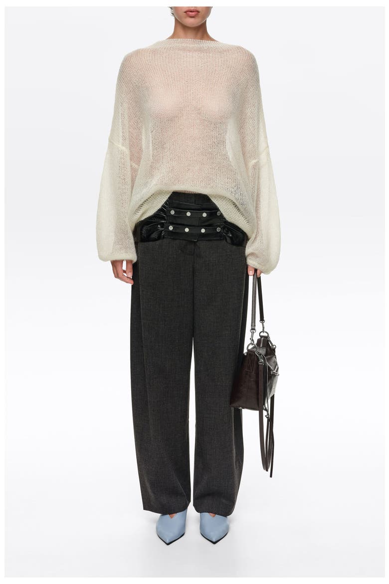 Barrel Leg Ankle Trousers, Alternate, color, DARK GREY MELANGE