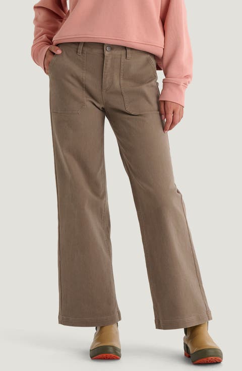 Wide Leg Stretch Cotton Pants