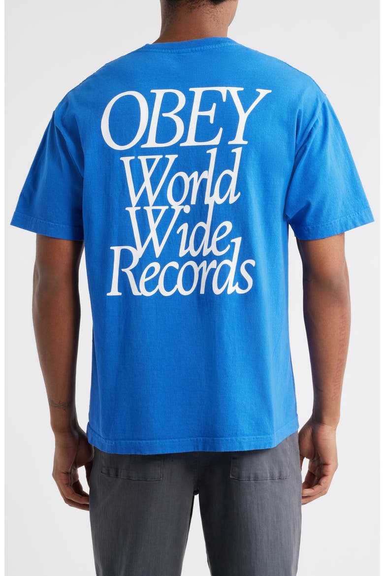 Worldwide Records Graphic T-Shirt, Alternate, color, PIGMENT ELECTRIC INDIGO