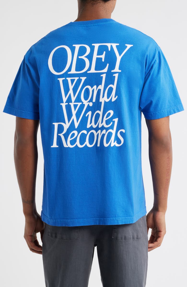 Obey Worldwide Records Graphic T-Shirt, Alternate, color, Pigment Electric Indigo