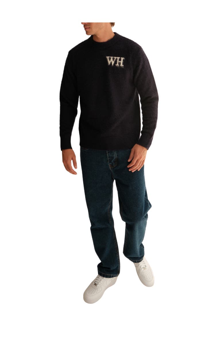 Walker & Hunt Crew Neck Logo Sweater, Alternate, color, Black