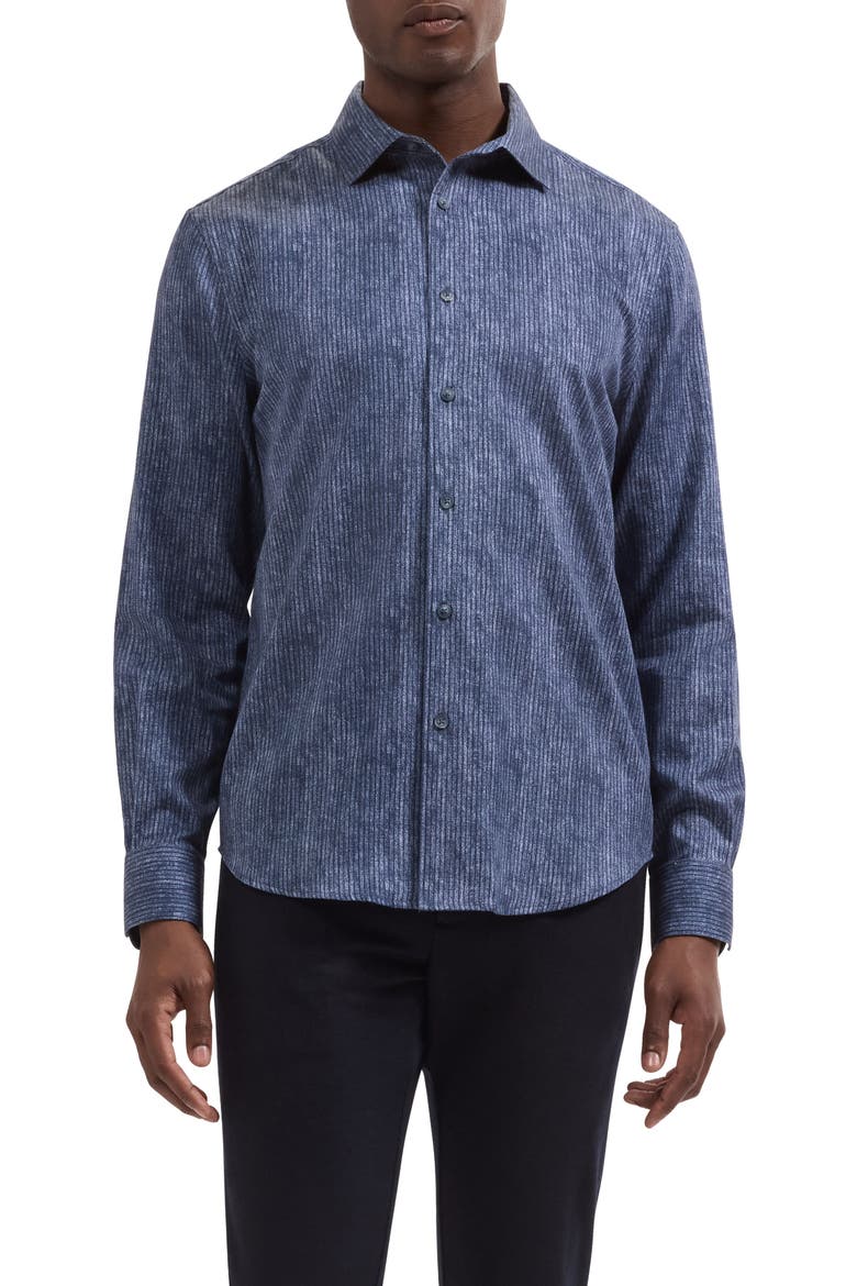 Alvin Shaped Fit Long Sleeve Woven Shirt, Main, color, INDIGO