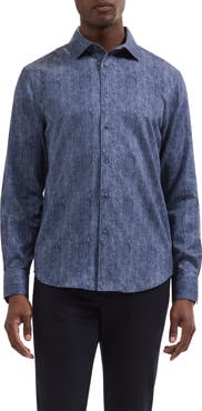 Bugatchi Alvin Shaped Fit Long Sleeve Woven Shirt