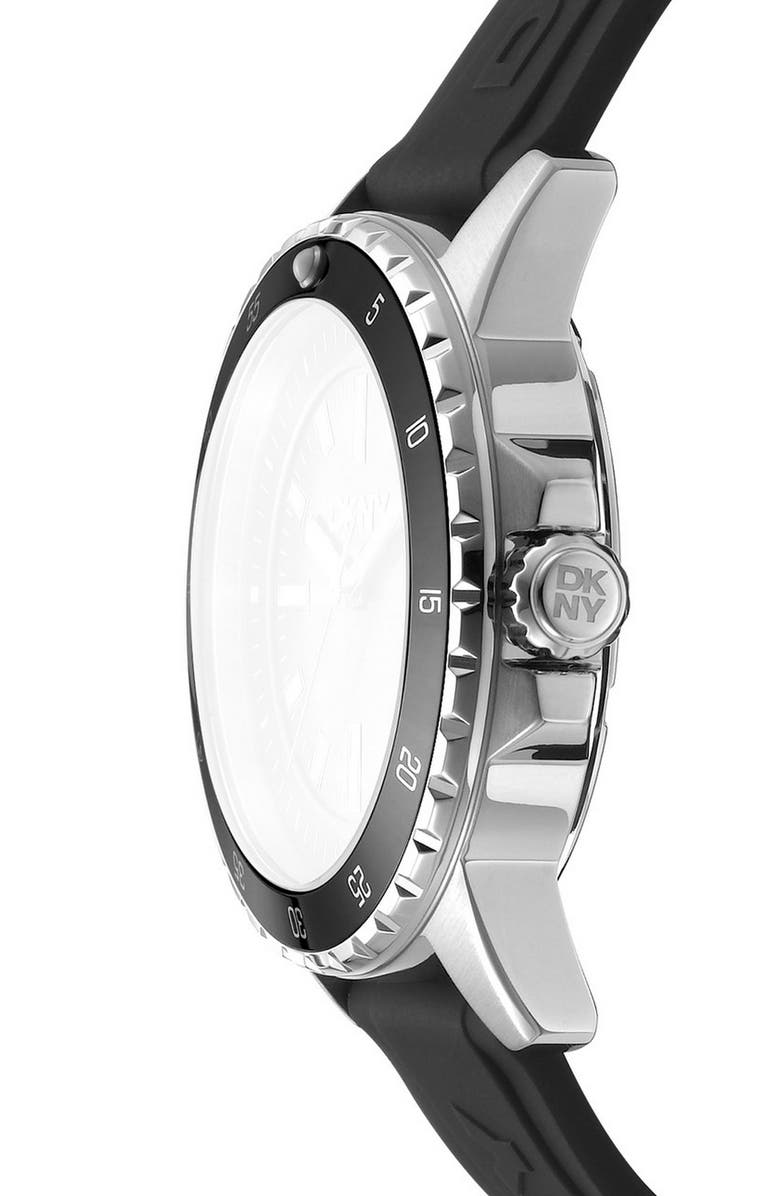 DKNY Sport Silicone Strap Watch, 43mm, Alternate, color, Silver/ Strap